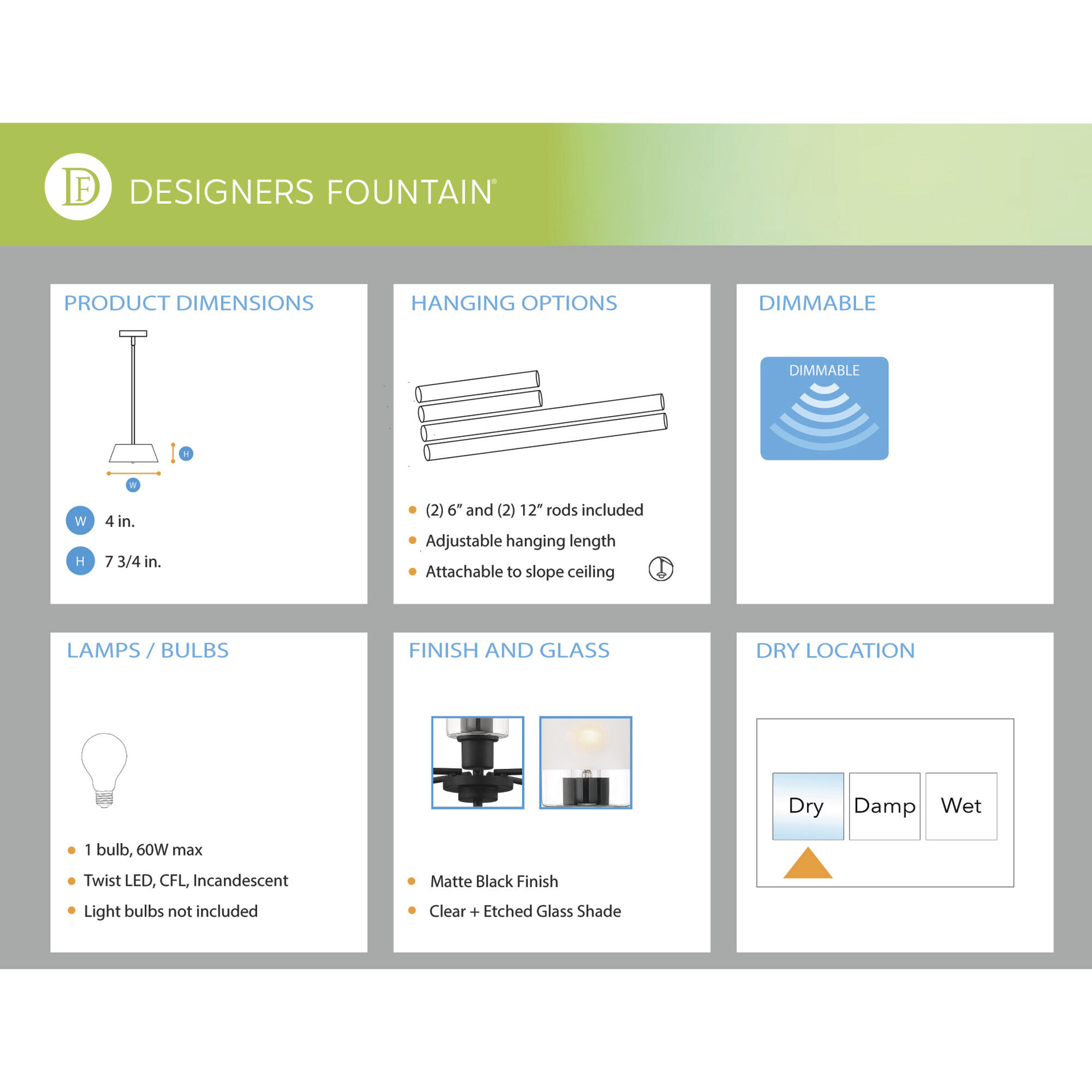 Cedar Lane 1 Light 4 inch Matte Black Pendant Ceiling Light